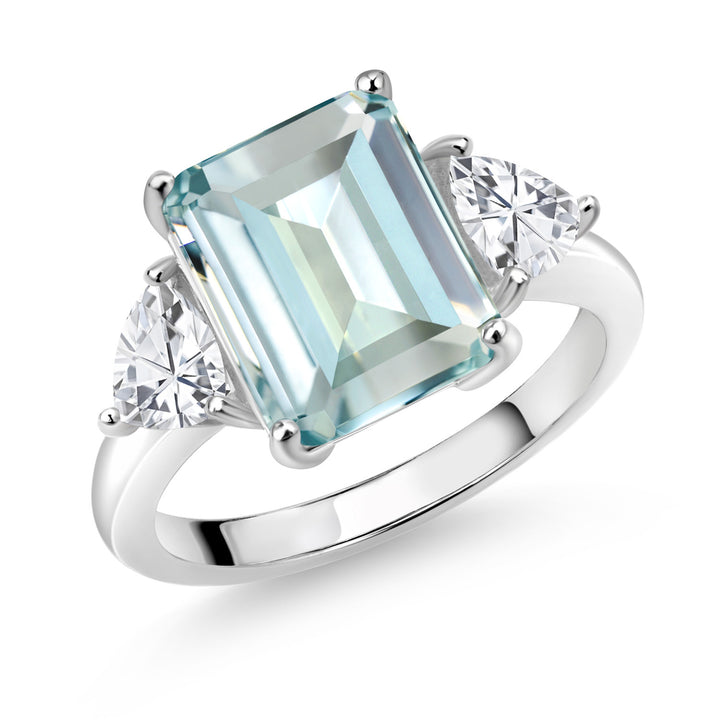 Created Aquamarine - March_5_Ring in 925 Sterling Silver