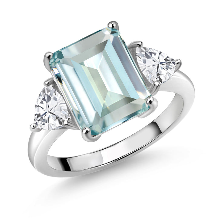 Created Aquamarine - March_5_Ring in 925 Sterling Silver