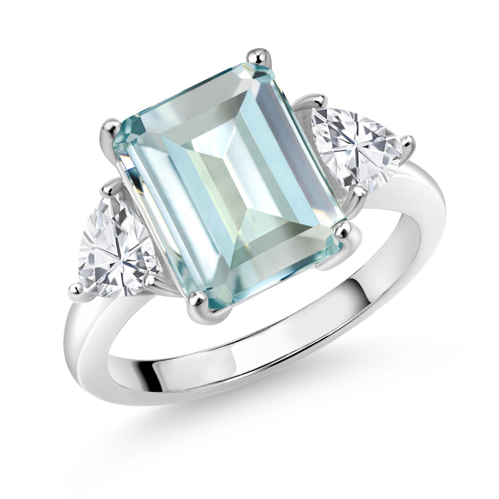 Created Aquamarine - March_9_Ring in 925 Sterling Silver