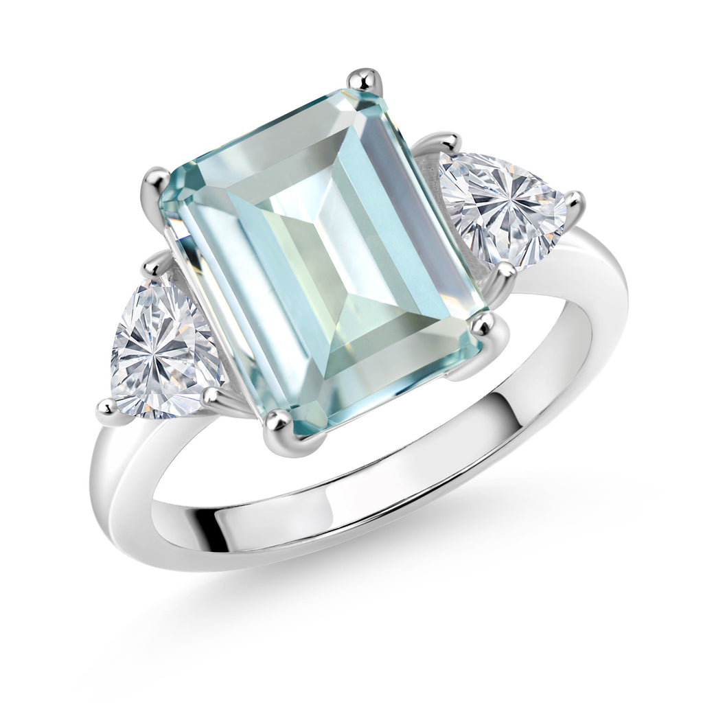 Created Aquamarine - March_9_Ring in 925 Sterling Silver