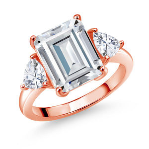 Moissanite_5_Ring in 925 Rose Gold Plated Silver
