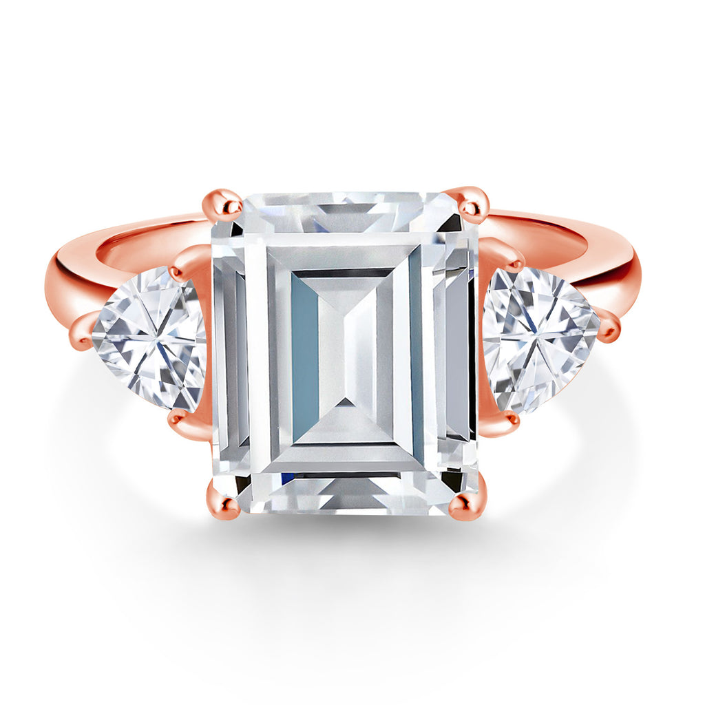 Moissanite_5_Ring in 925 Rose Gold Plated Silver