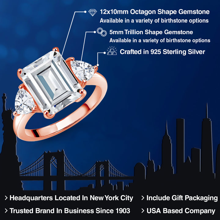 Moissanite_5_Ring in 925 Rose Gold Plated Silver