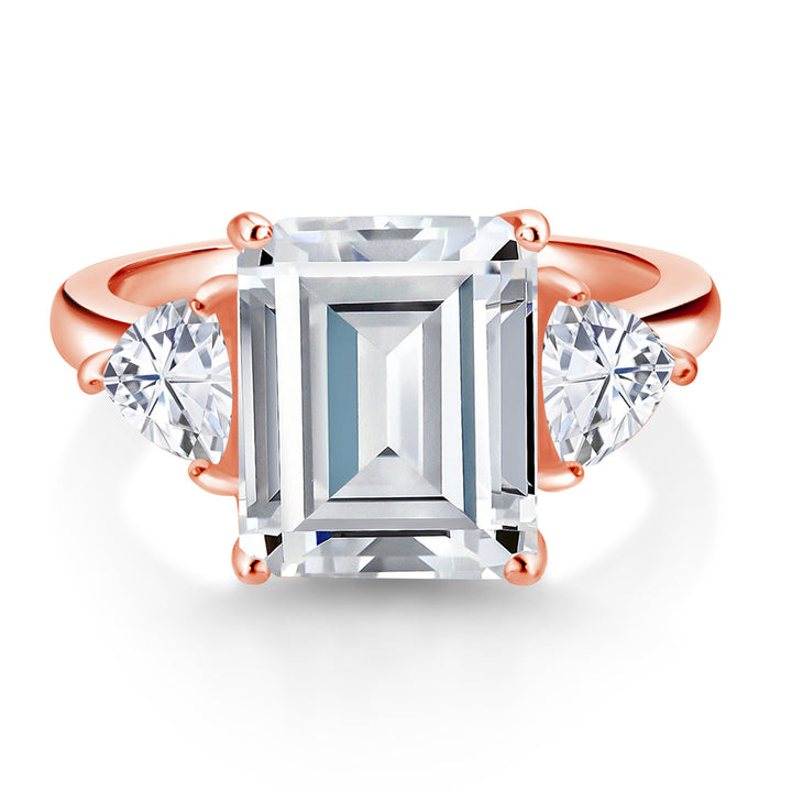 Moissanite_5_Ring in 925 Rose Gold Plated Silver