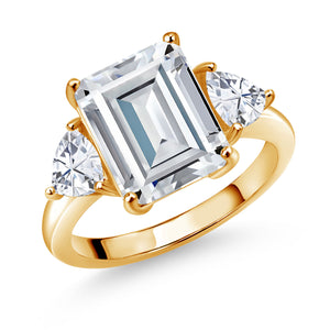 Moissanite_5_Ring in 925 Yellow Gold Plated Silver