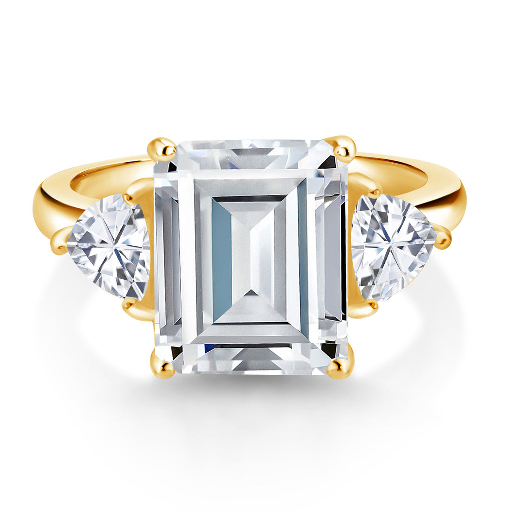 Moissanite_5_Ring in 925 Yellow Gold Plated Silver