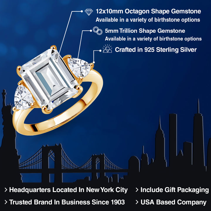 Moissanite_5_Ring in 925 Yellow Gold Plated Silver