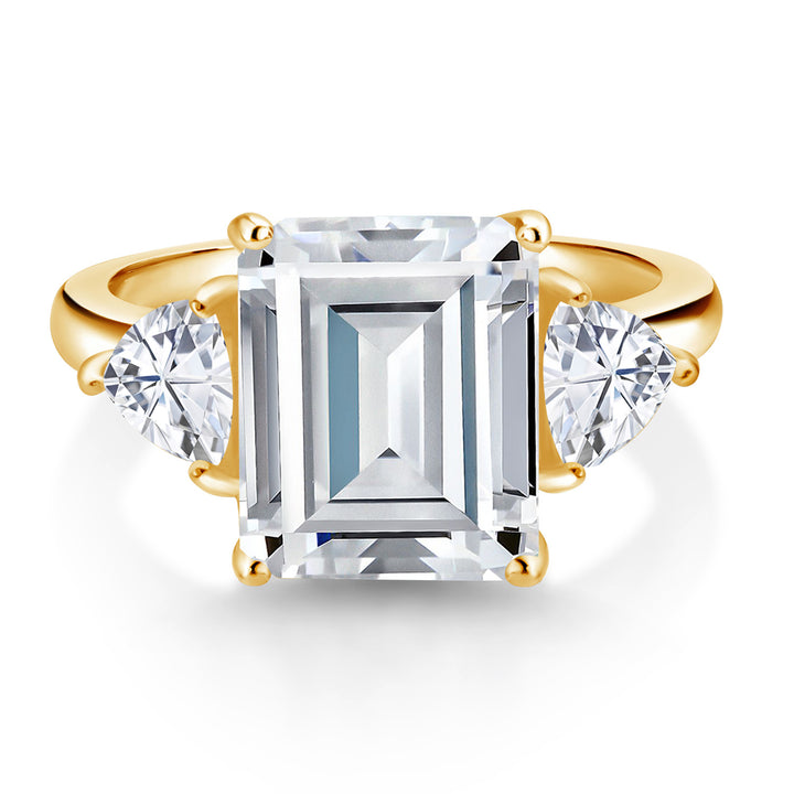 Moissanite_5_Ring in 925 Yellow Gold Plated Silver