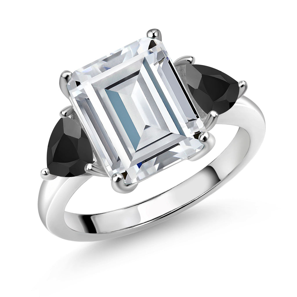 White Moissanite - April_8_Ring in 925 Sterling Silver