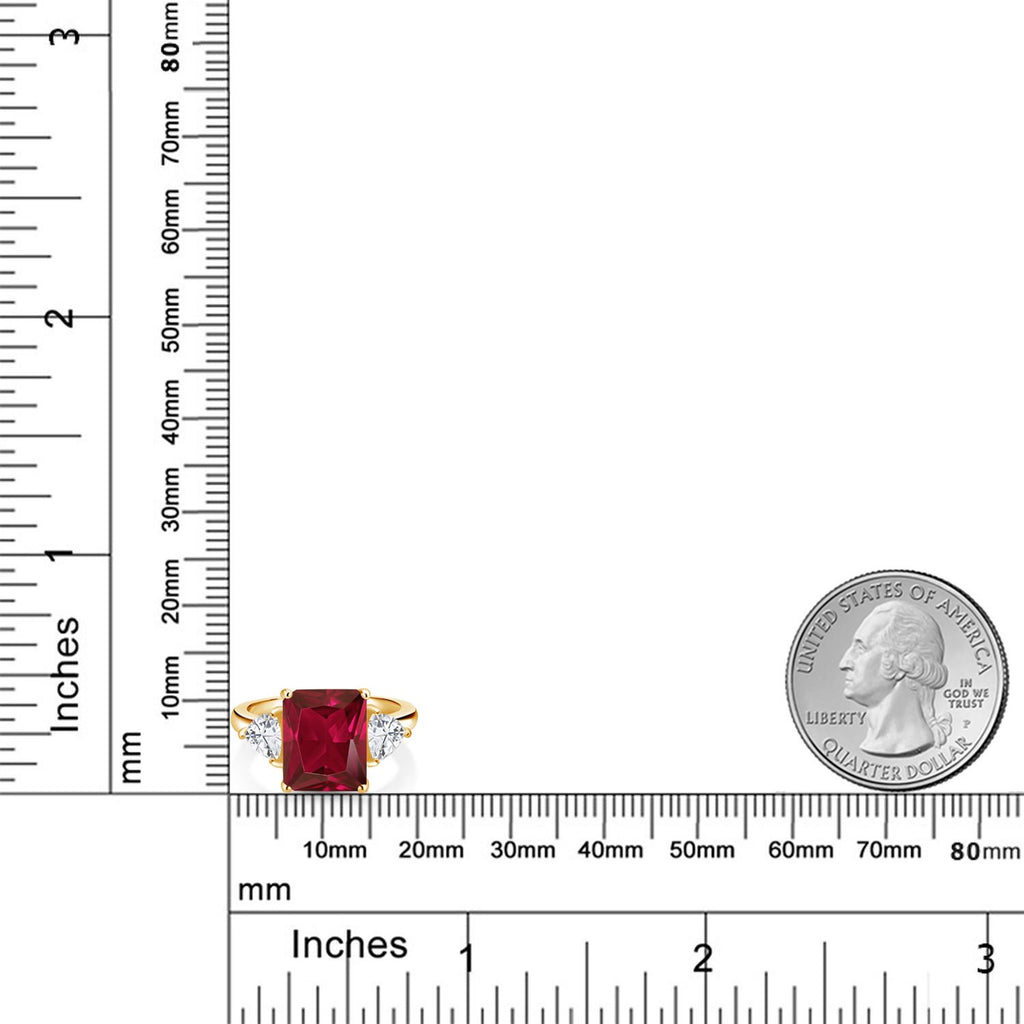 Created Ruby and Zirconia_5_Ring in 925 Yellow Gold Plated Silver