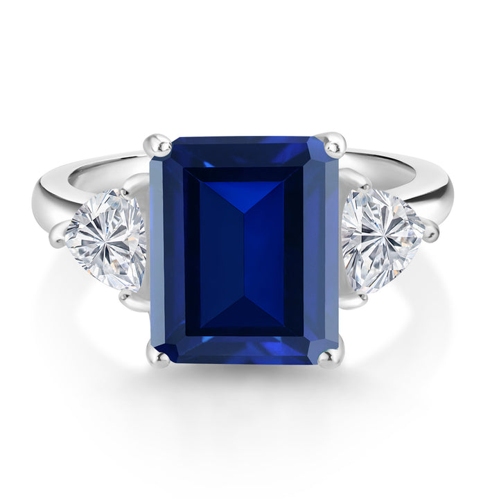 Blue Created Sapphire - September_8_Ring in 925 Sterling Silver
