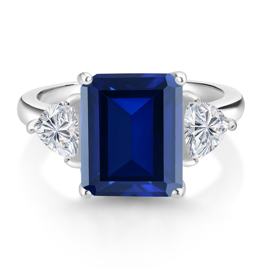 Blue Created Sapphire - September_9_Ring in 925 Sterling Silver