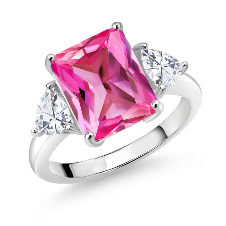 Pink Created Sapphire - September_5_Ring in 925 Sterling Silver