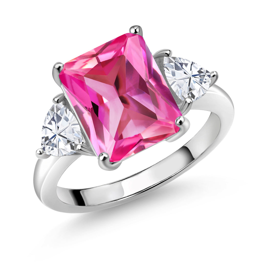 Pink Created Sapphire - September_5_Ring in 925 Sterling Silver