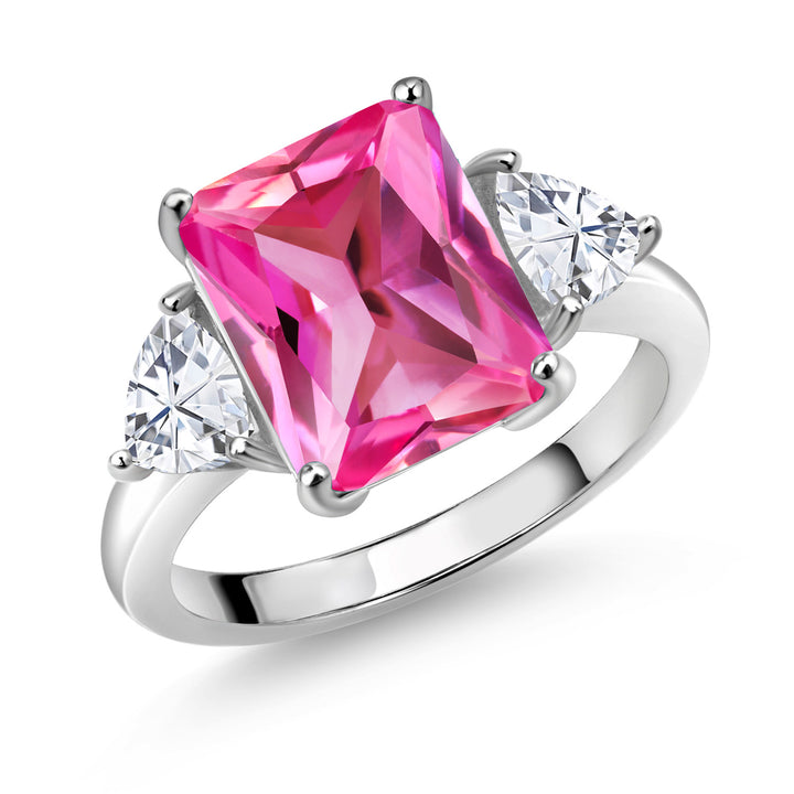 Pink Created Sapphire - September_5_Ring in 925 Sterling Silver