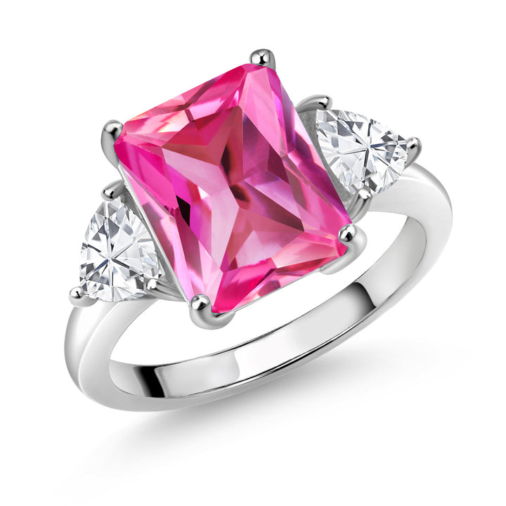 Pink Created Sapphire - September_5_Ring in 925 Sterling Silver