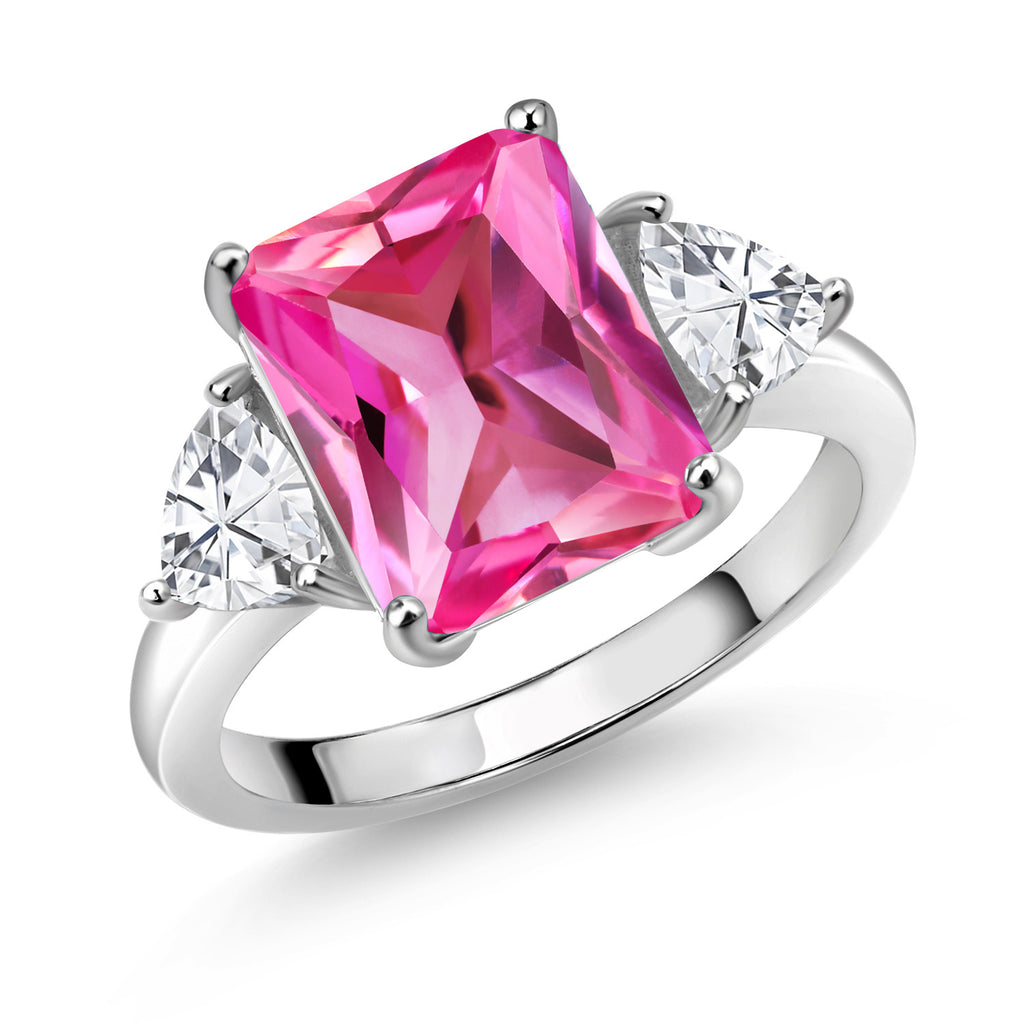 Pink Created Sapphire - September_9_Ring in 925 Sterling Silver