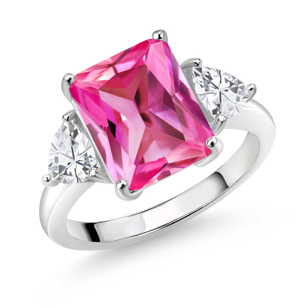 Pink Created Sapphire - September_7_Ring in 925 Sterling Silver
