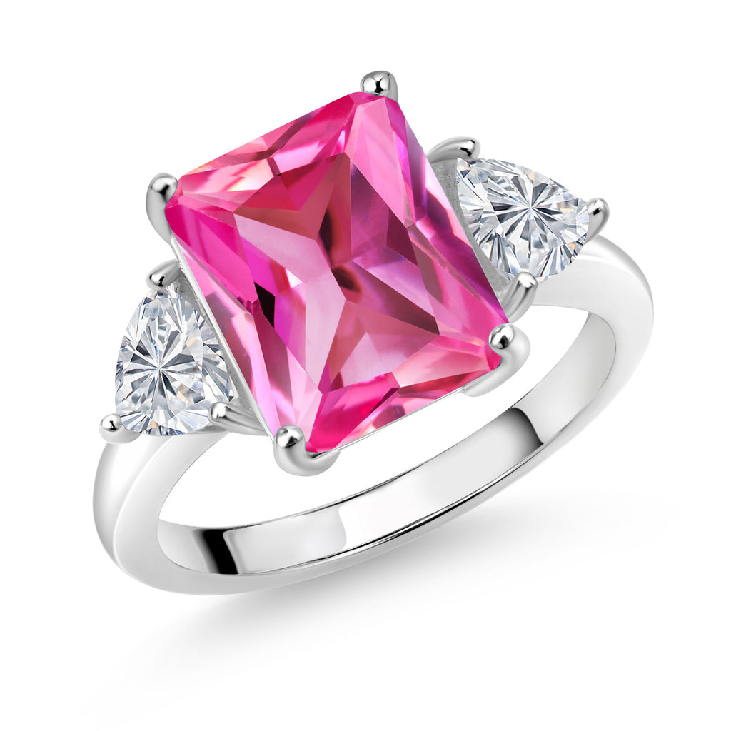 Pink Created Sapphire - September_6_Ring in 925 Sterling Silver