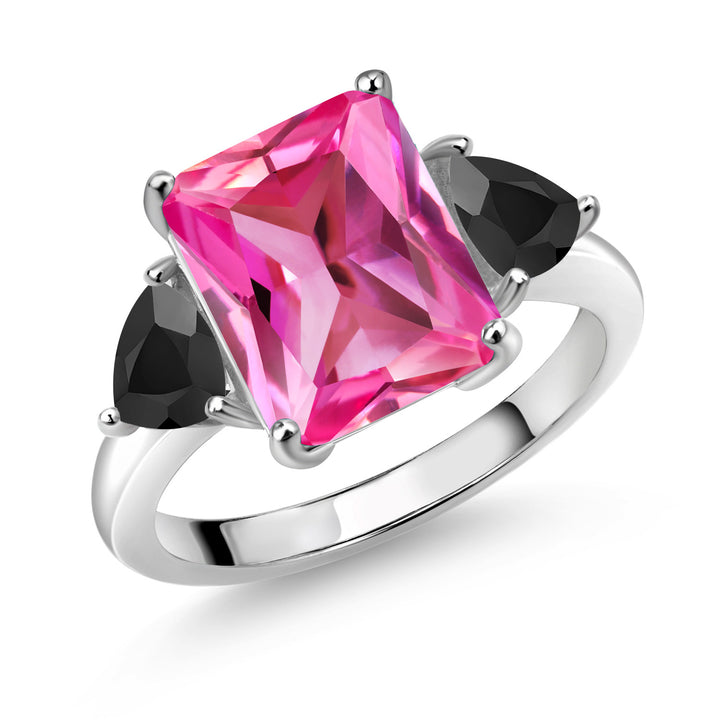 Pink Created Sapphire - September_5_Ring in 925 Sterling Silver