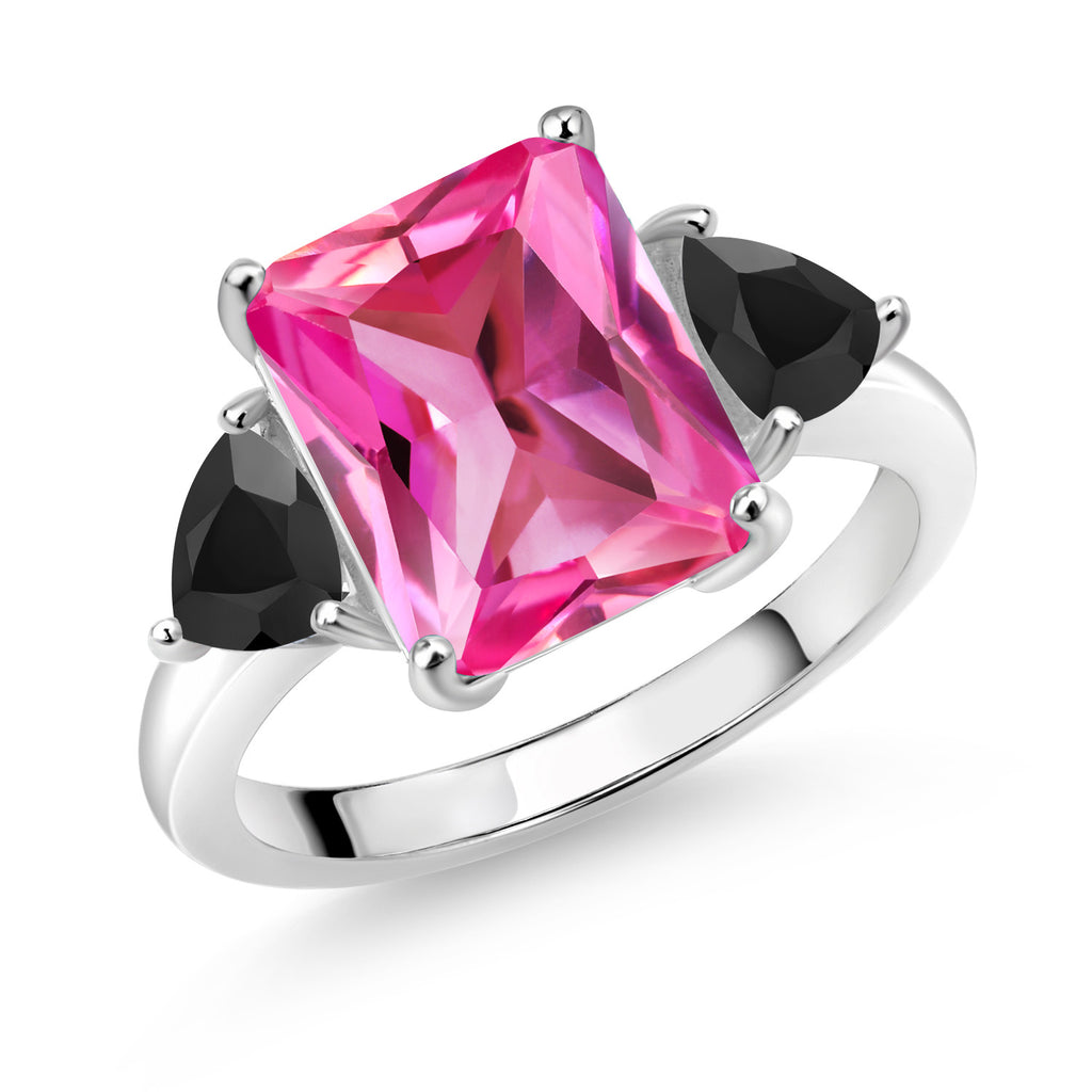 Pink Created Sapphire - September_7_Ring in 925 Sterling Silver