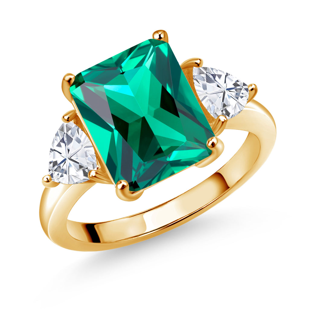 Nano Emerald - May_6_Ring in 925 Yellow Gold Plated Silver
