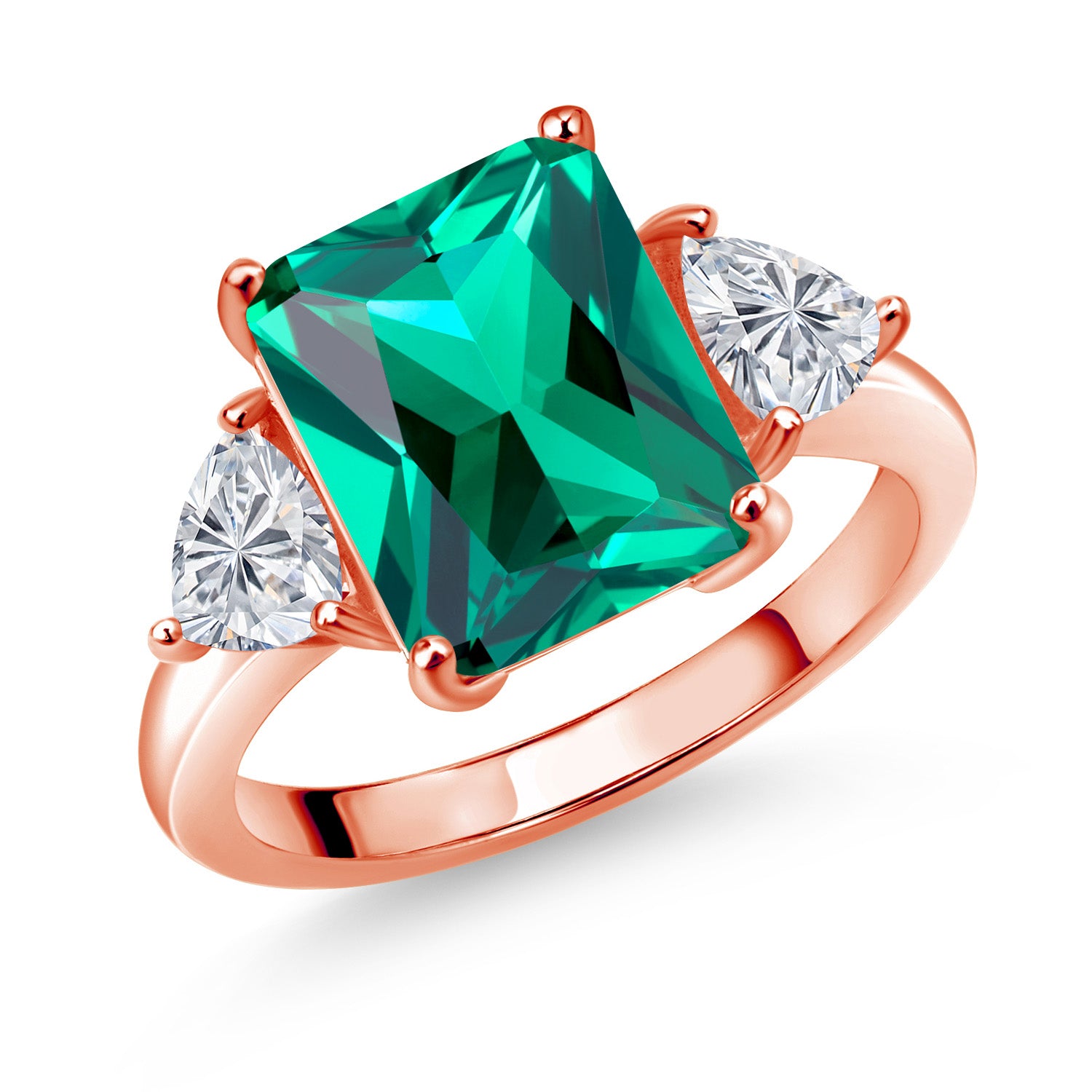 Nano Emerald - May_9_Ring in 925 Rose Gold Plated Silver