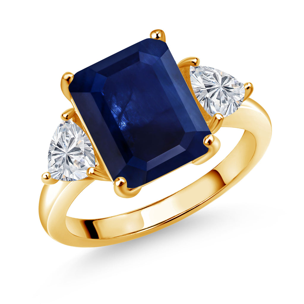 Blue Sapphire - September_9_Ring in 925 Yellow Gold Plated Silver