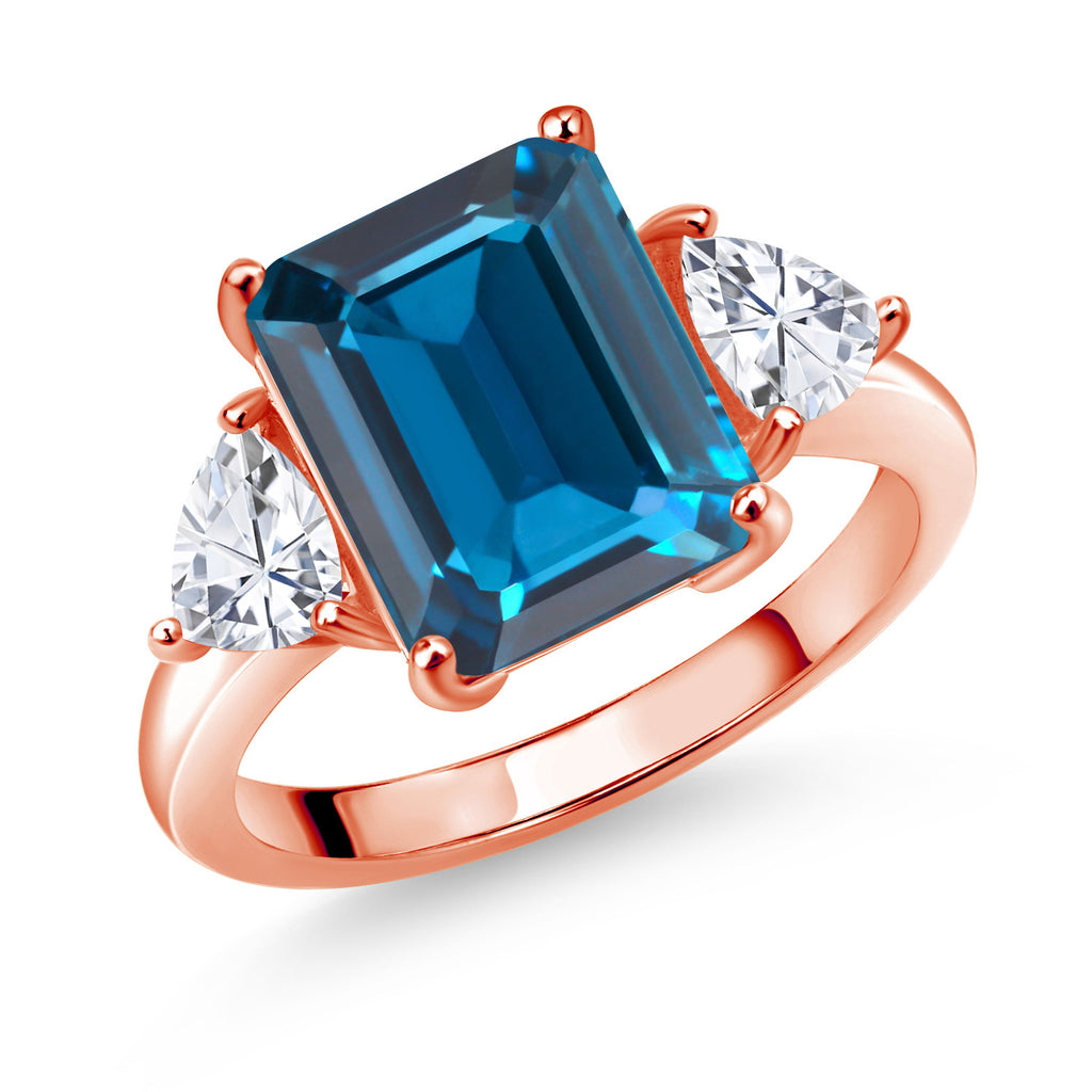 London Blue Topaz - November_6_Ring in 925 Rose Gold Plated Silver