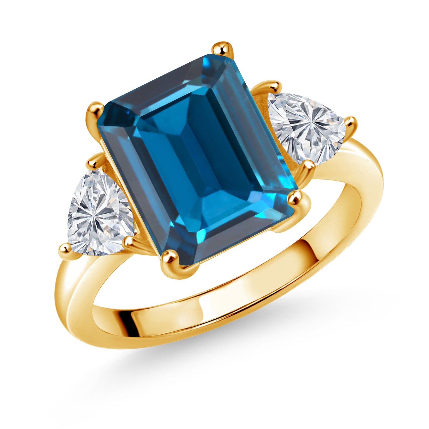 London Blue Topaz - November_7_Ring in 925 Yellow Gold Plated Silver