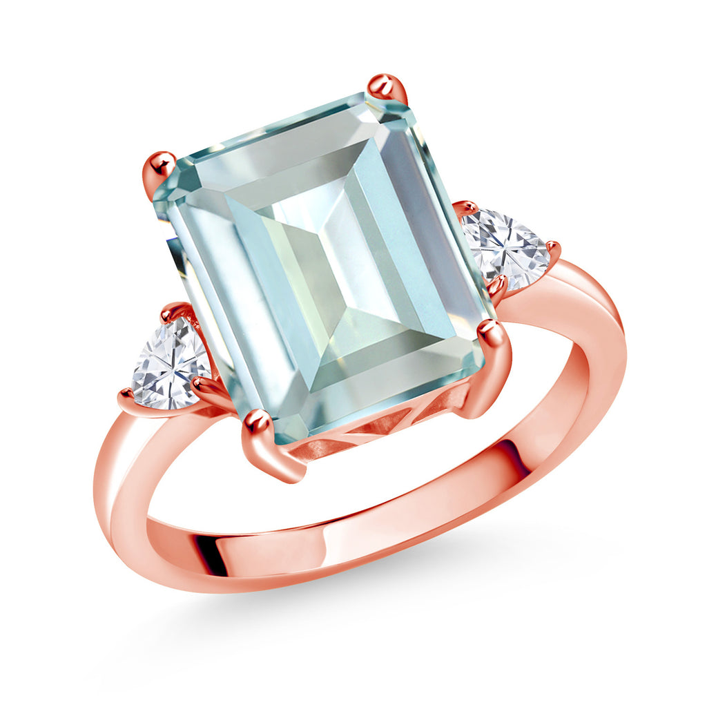 Created Aquamarine - March_6_Ring in 925 Rose Gold Plated Silver
