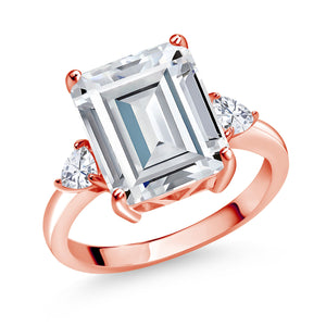 Moissanite_5_Ring in 925 Rose Gold Plated Silver