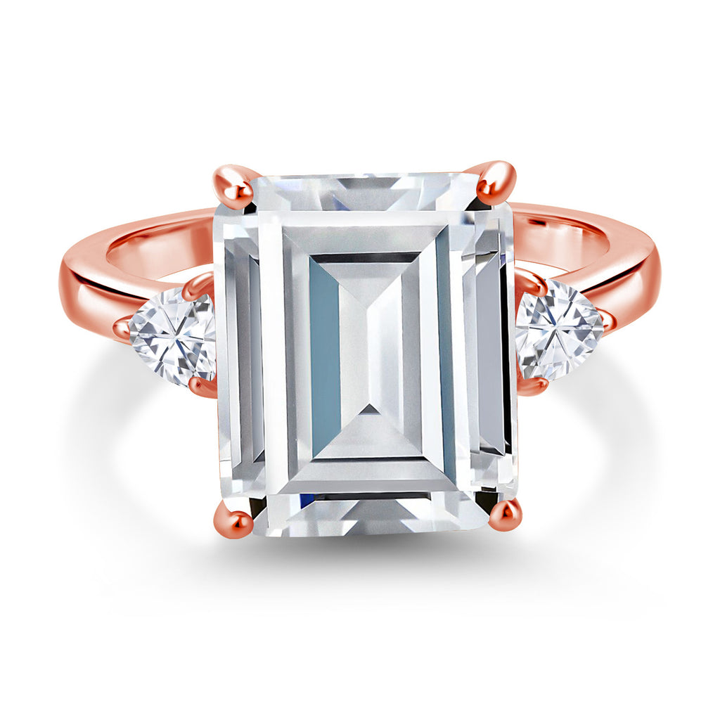 Moissanite_5_Ring in 925 Rose Gold Plated Silver