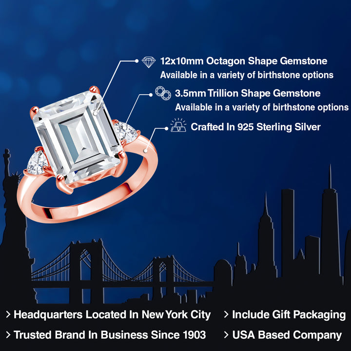 Moissanite_5_Ring in 925 Rose Gold Plated Silver