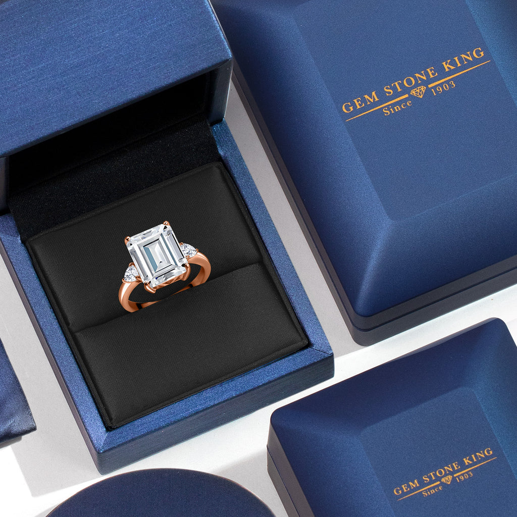 Moissanite_5_Ring in 925 Rose Gold Plated Silver