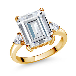 Moissanite_5_Ring in 925 Yellow Gold Plated Silver