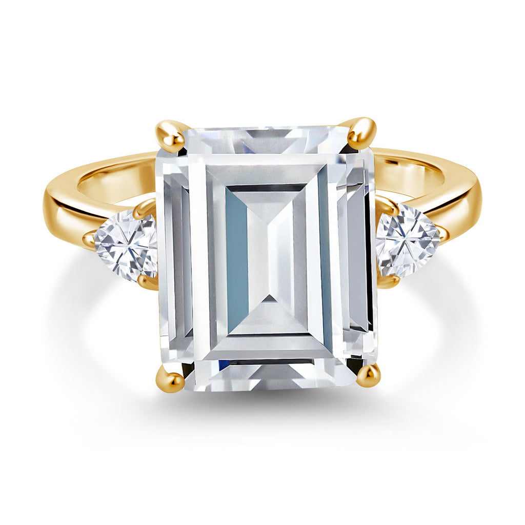Moissanite_5_Ring in 925 Yellow Gold Plated Silver