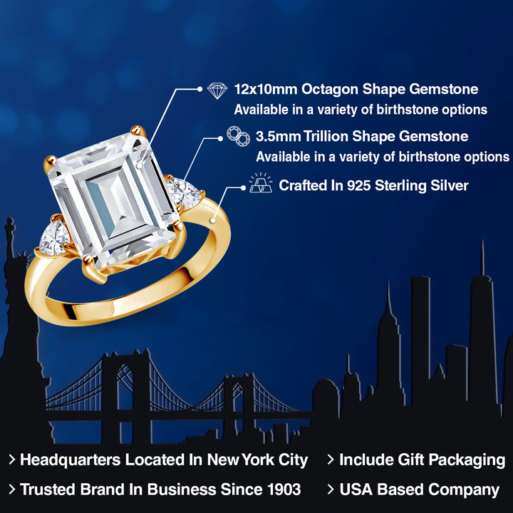 Moissanite_5_Ring in 925 Yellow Gold Plated Silver