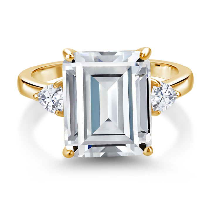 Moissanite_5_Ring in 925 Yellow Gold Plated Silver