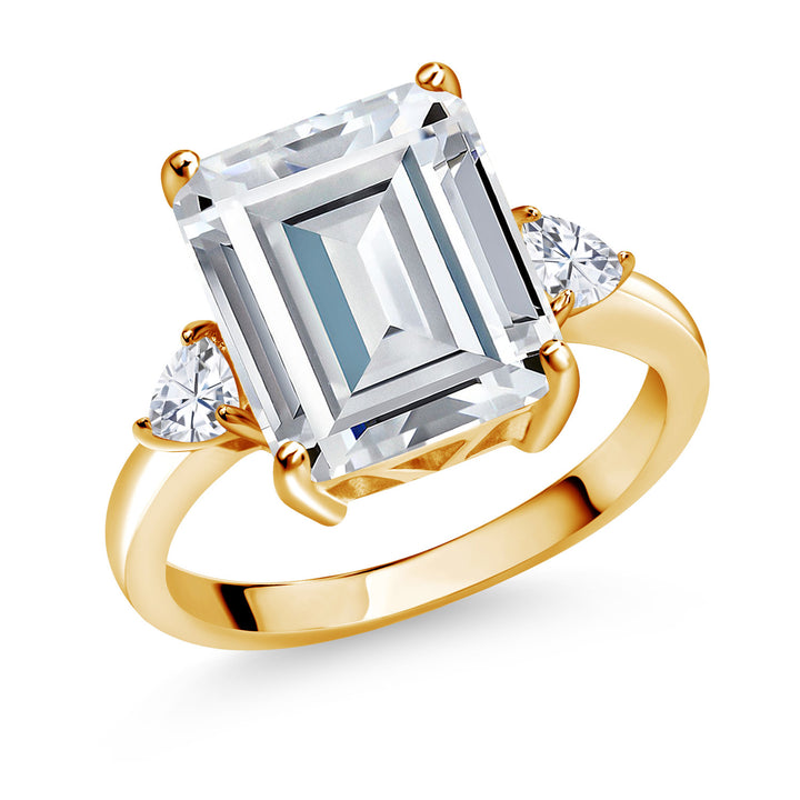Moissanite_5_Ring in 925 Yellow Gold Plated Silver