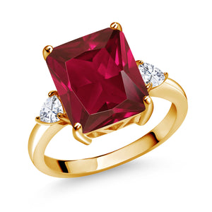 Created Ruby - July_5_Ring in 925 Yellow Gold Plated Silver