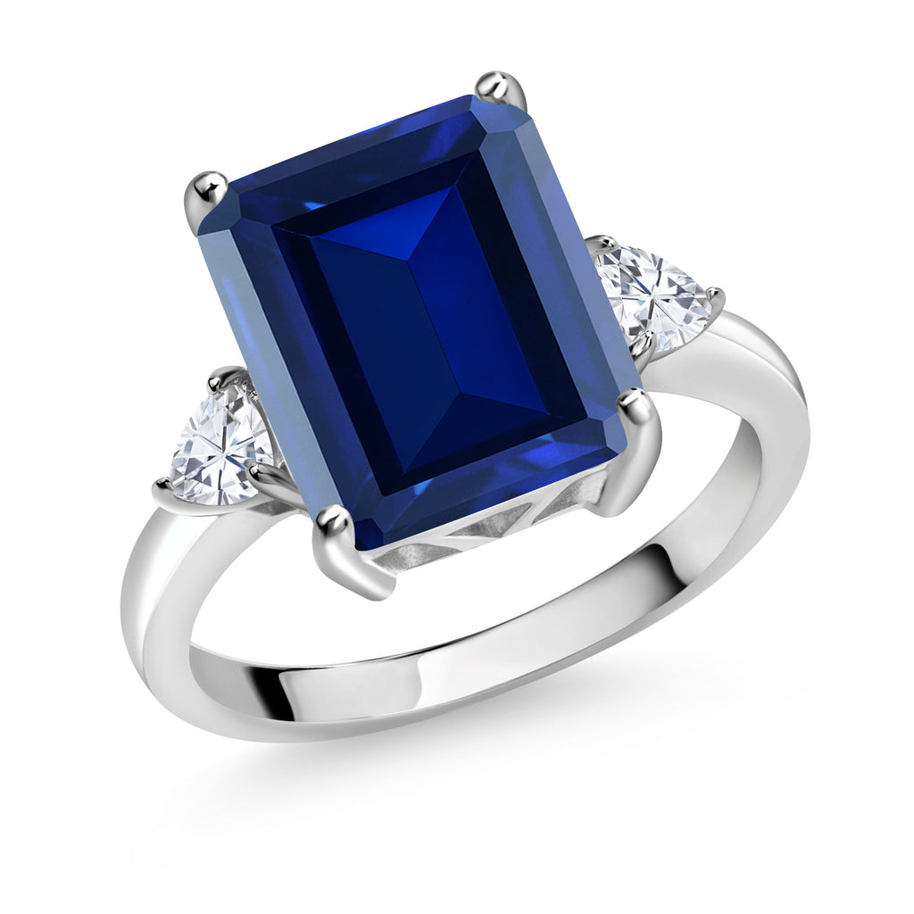 Blue Created Sapphire - September_7_Ring in 925 Sterling Silver