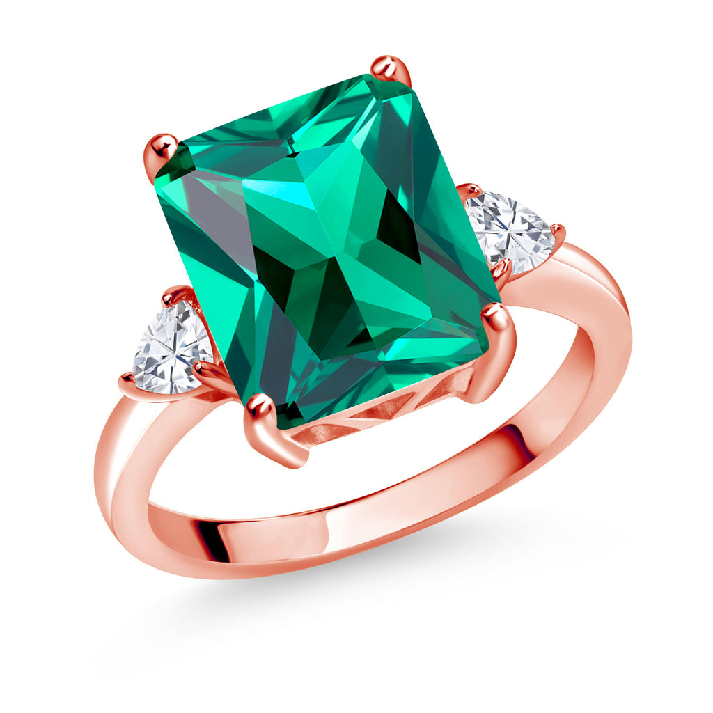 Nano Emerald - May_7_Ring in 925 Rose Gold Plated Silver