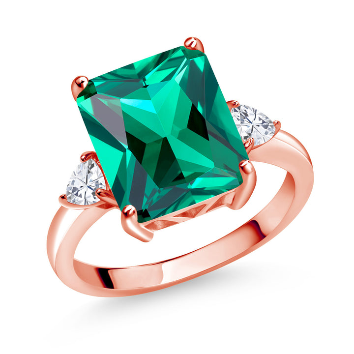 Nano Emerald - May_5_Ring in 925 Rose Gold Plated Silver