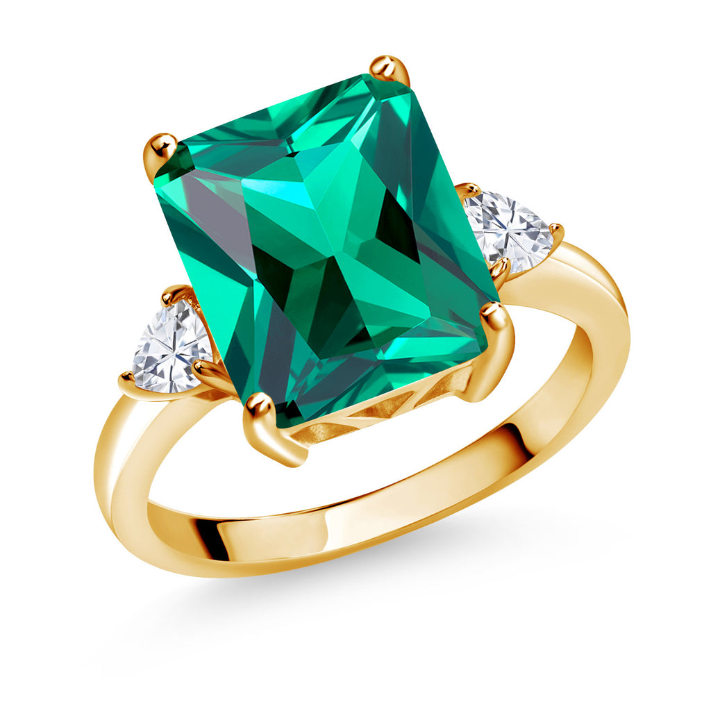 Nano Emerald - May_7_Ring in 925 Yellow Gold Plated Silver