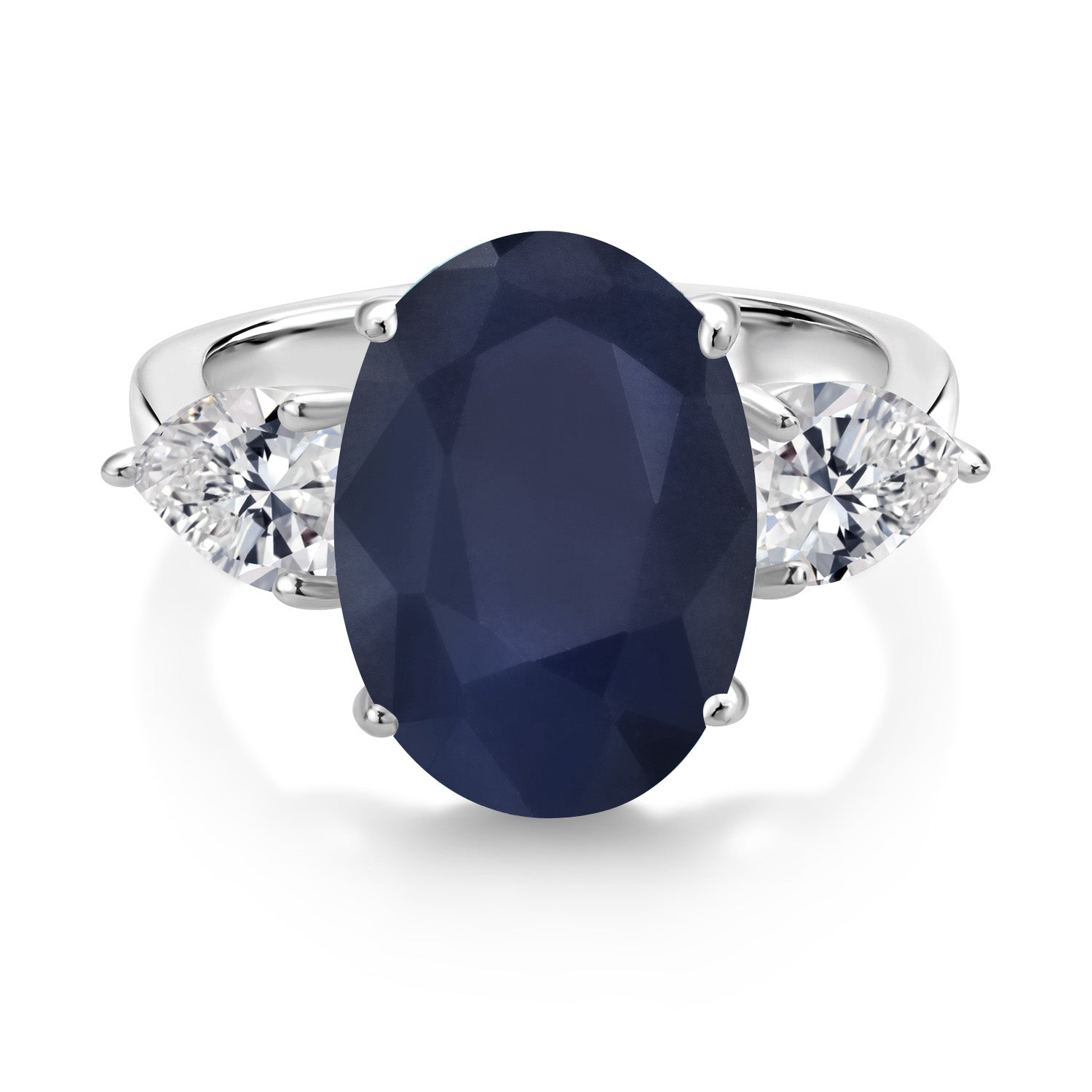 925 Sterling Silver Blue Sapphire and Lab Grown Diamond Engagement Ring For Women | 7.61 Cttw | Oval 14X10MM | Gemstone September Birthstone | Available in Size 5,6,7,8,9