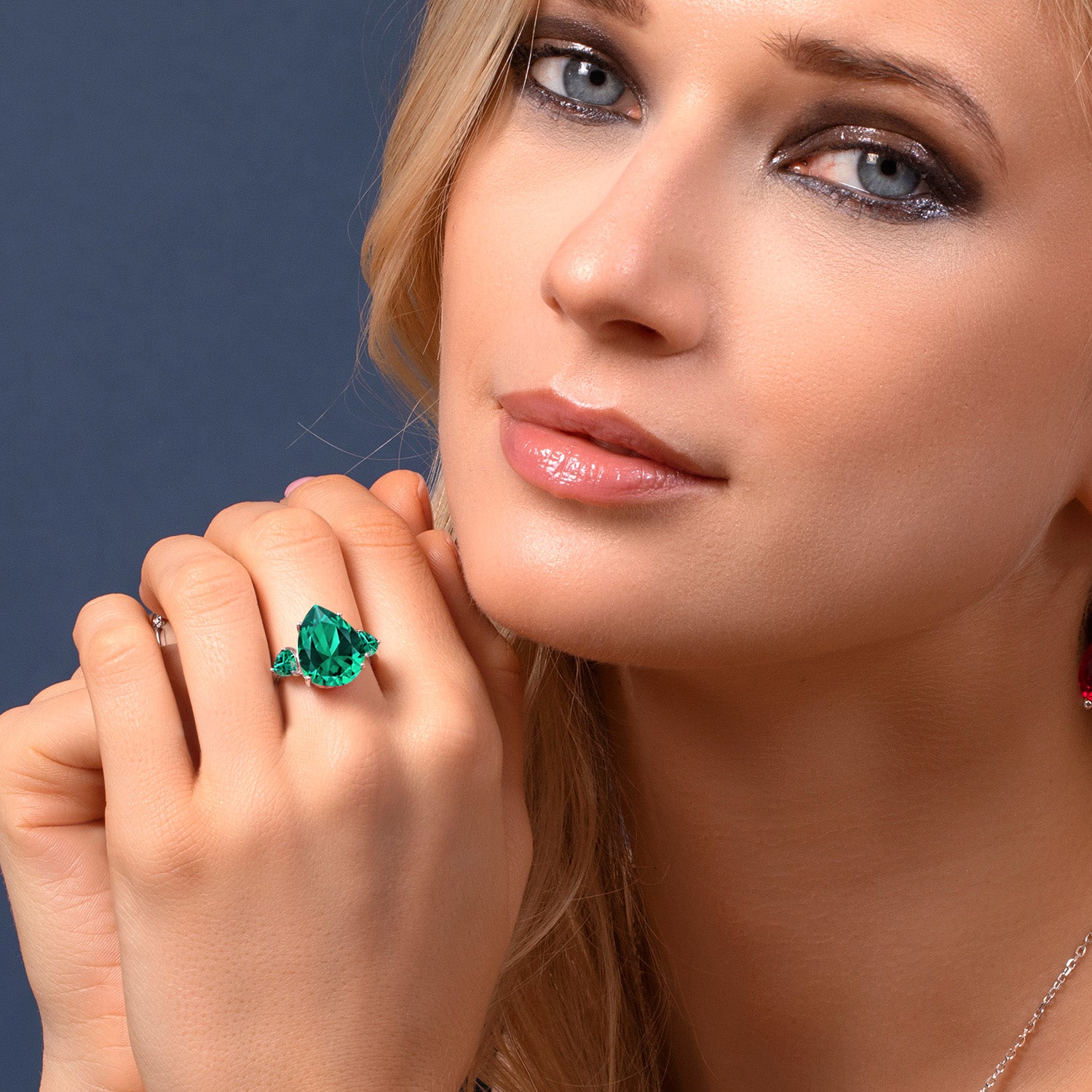 925 Sterling Silver Pear Shape Green Nano Emerald Ring For Women (9.19 Cttw, Available In Size 5, 6, 7, 8, 9)