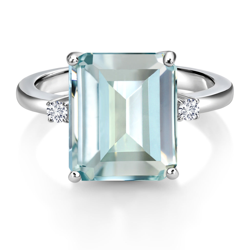 Created Aquamarine - March_5_Ring in 925 Sterling Silver