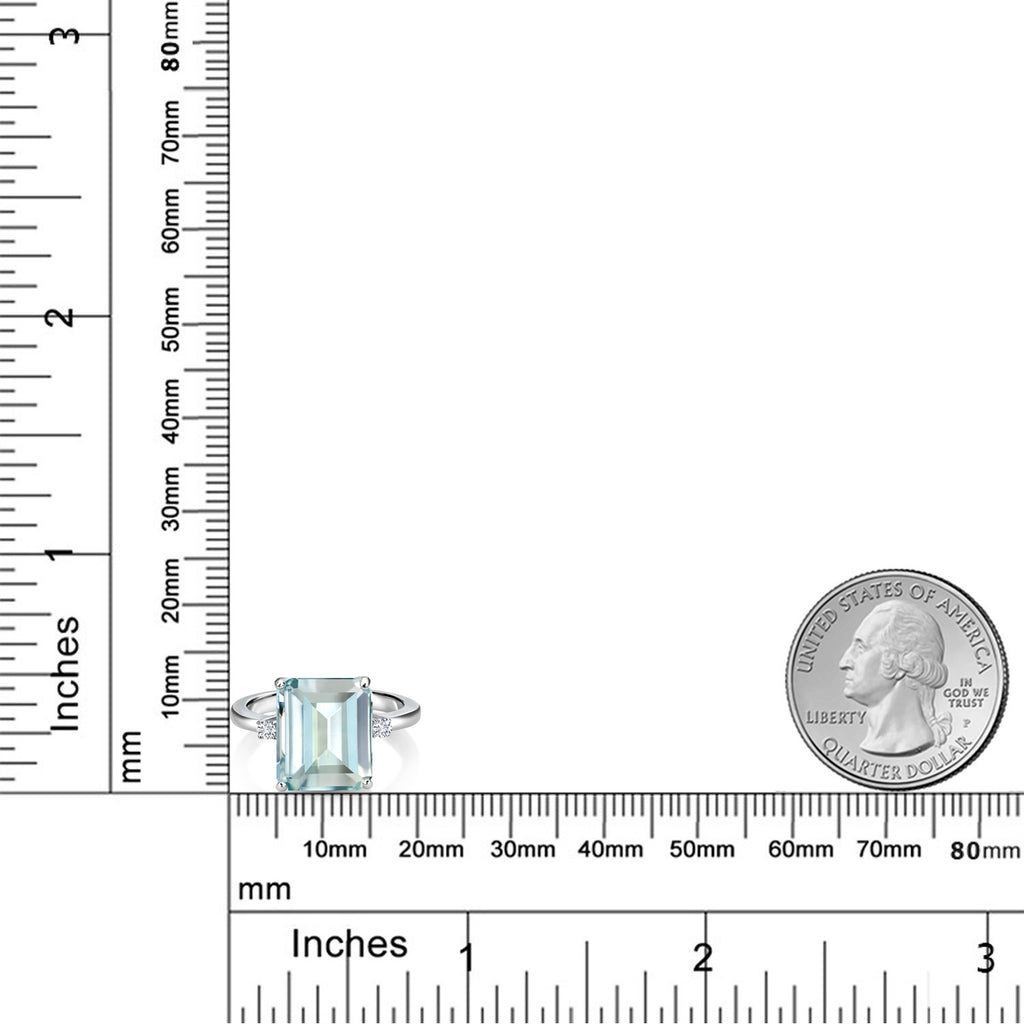 Created Aquamarine - March_5_Ring in 925 Sterling Silver