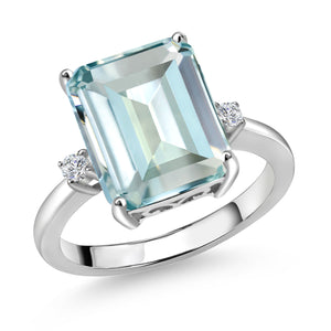 Created Aquamarine - March_5_Ring in 925 Sterling Silver